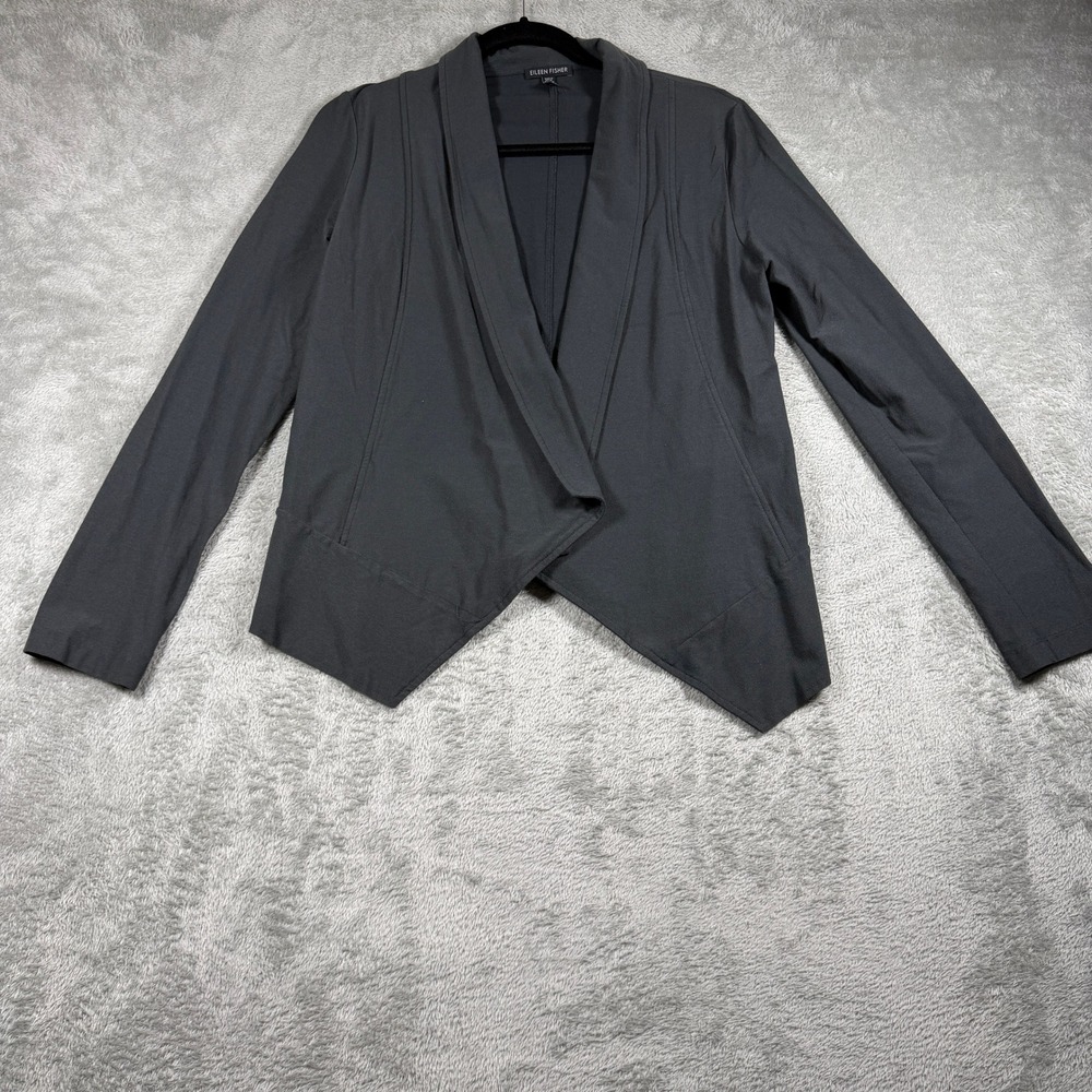 Eileen Fisher Open Front Cardigan Jacket Women Small Gray Viscose Blend